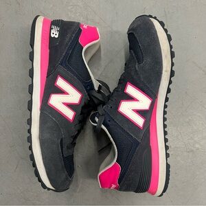 Navy and Bright Pink New Balance Sneakers